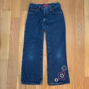 Girls' Blue Jeans with Floral Embroidery Genuine Girl Size 7